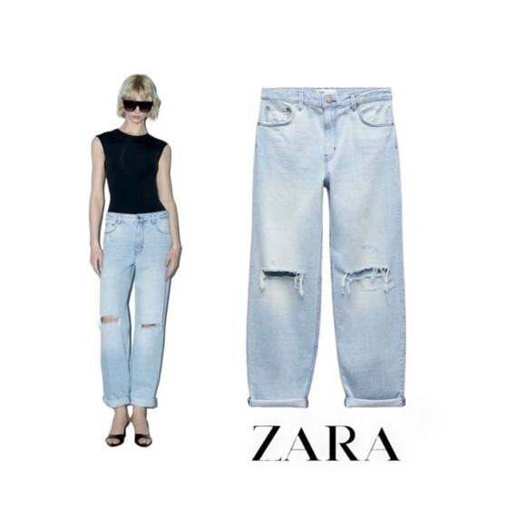 NWT ZARA MID-RISE BOYFRIEND JEANS - Picture 1 of 15